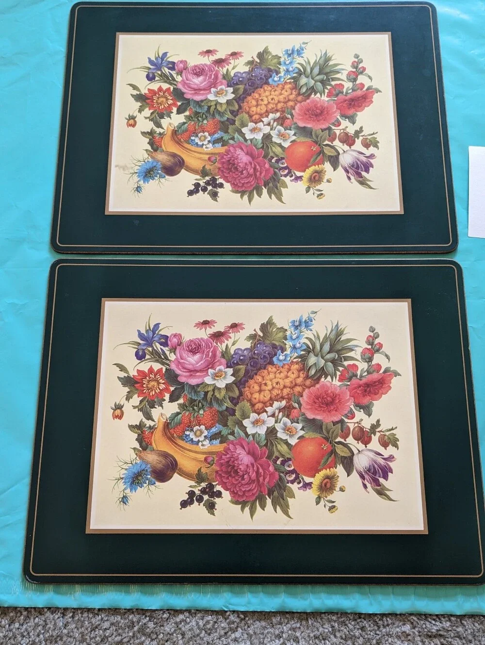 Vintage Pimpernel Floral Placemats 2 Set Of 2 Flowers Fruit Pre-owned Group 2